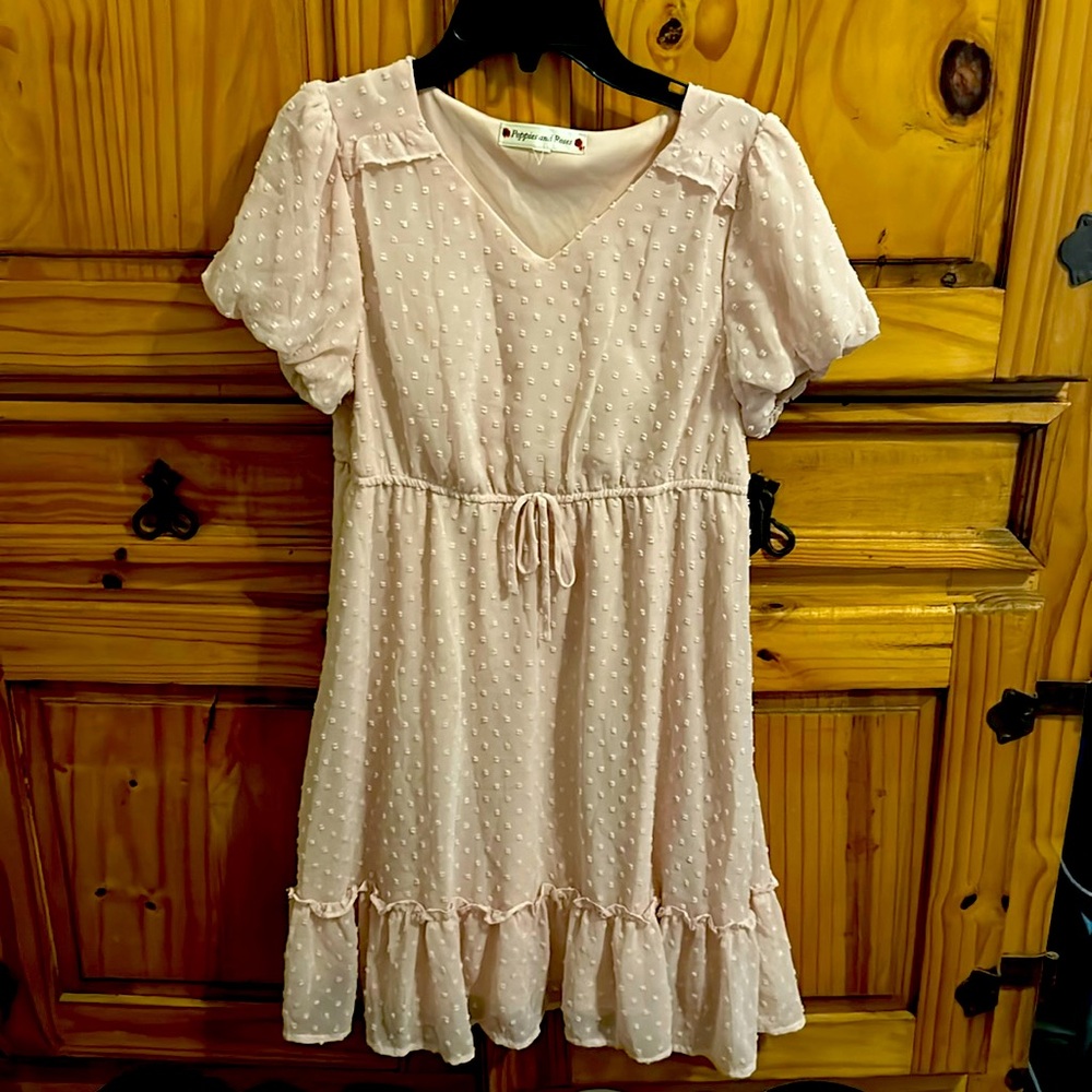 NWOT Girls Poppies and Roses puff sleeve dress
